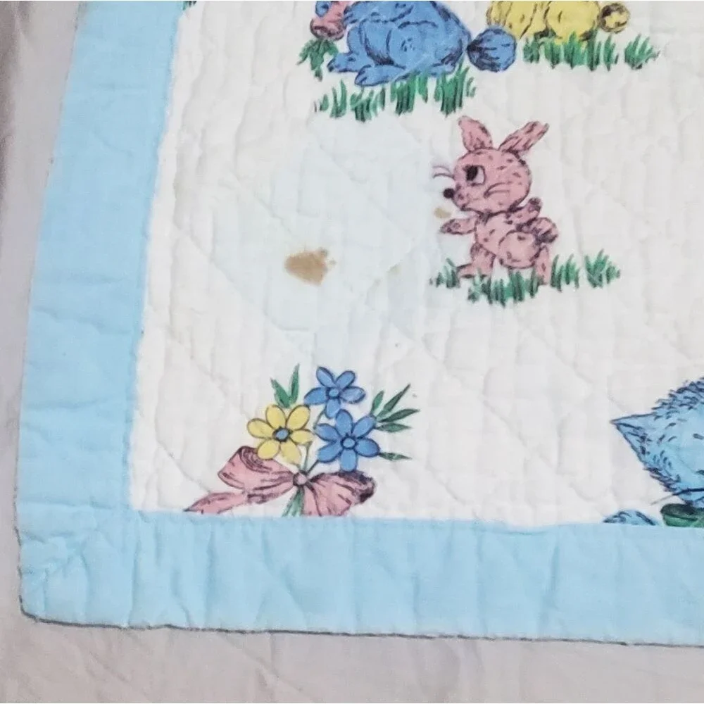 Vintage handmade Animal Puppies Rabbits Baby Unisex Throw Blanket